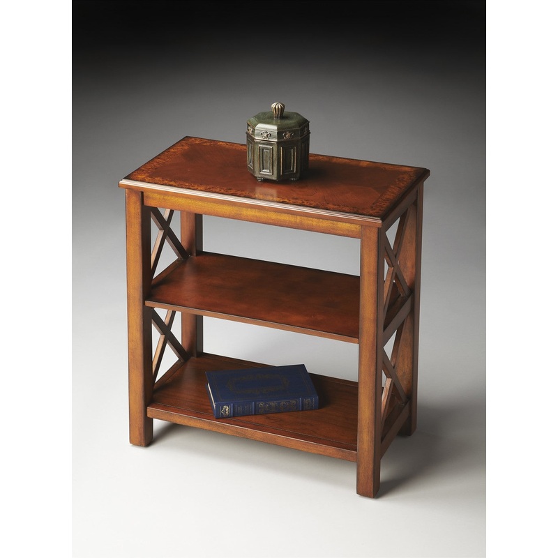 Vance Olive Ash Burl Bookcase By Homeroots