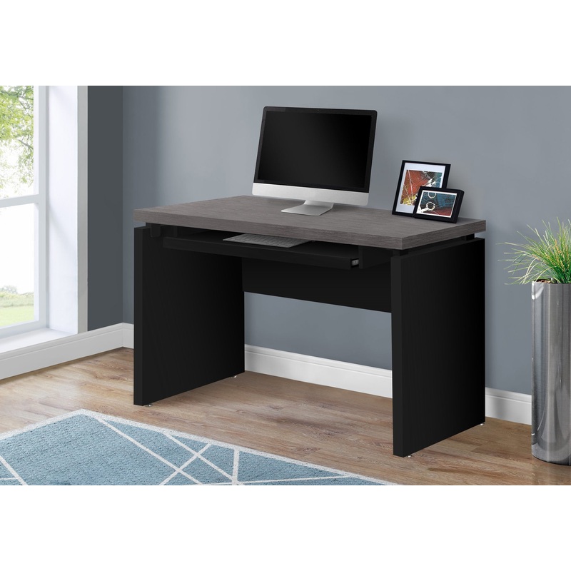 30.75" Black Particle Board MDF and Laminate Computer Desk with a Grey Top By Homeroots