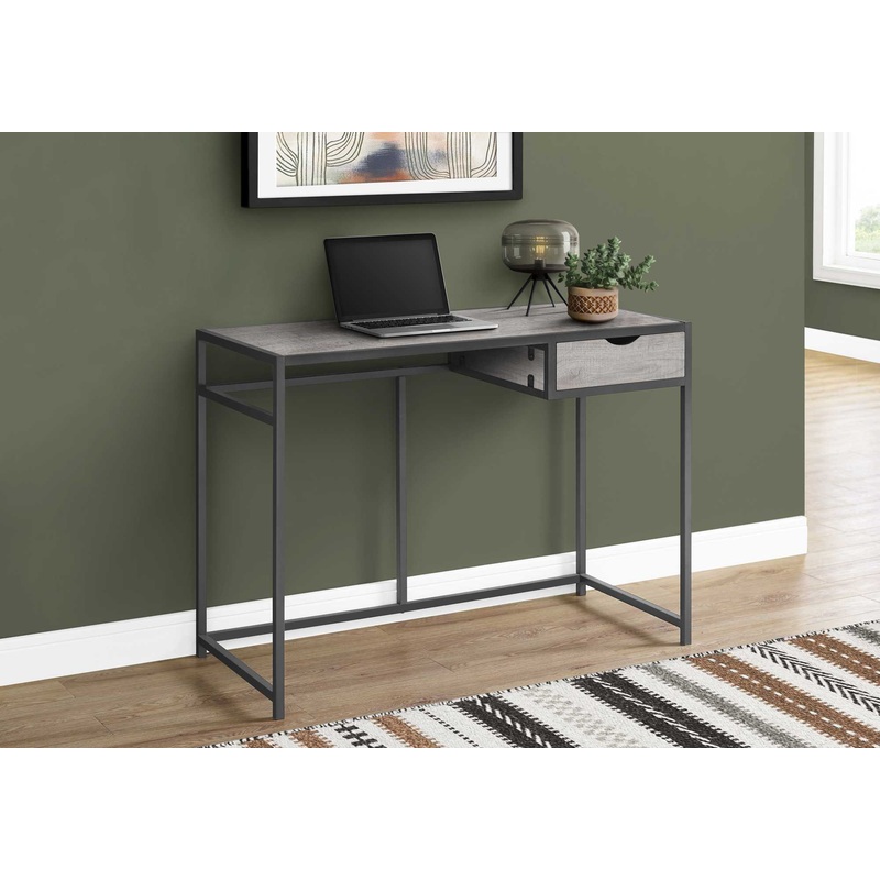 42" Grey and Dark Grey Metal Computer Desk By Homeroots