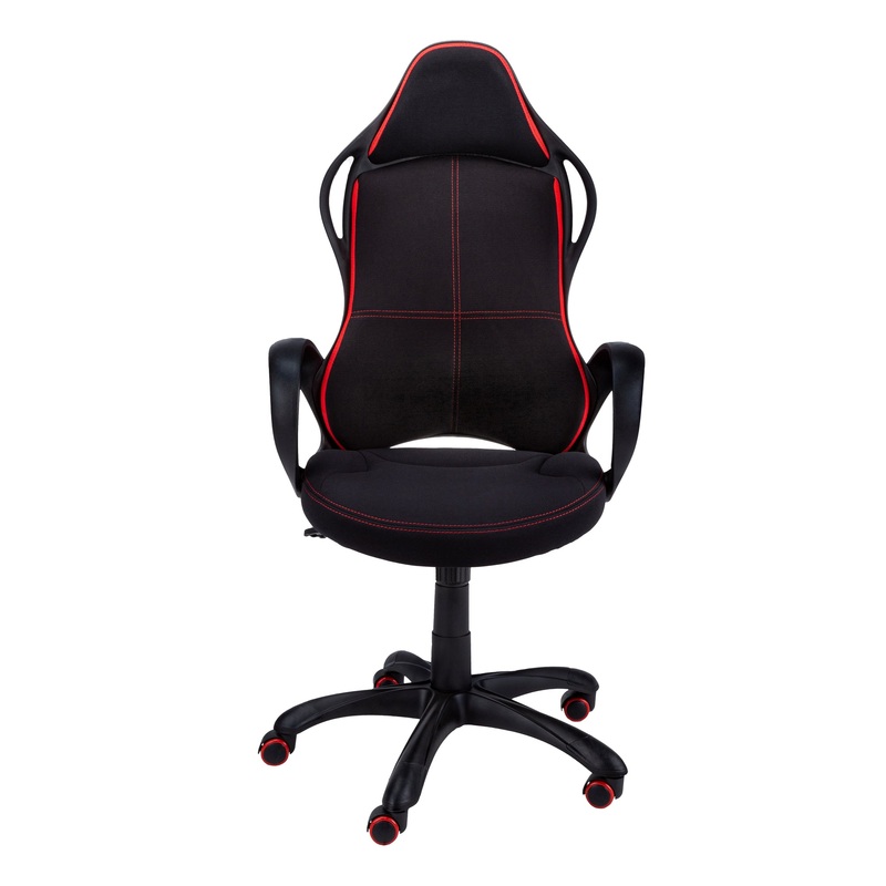 46" Black and Red Fabric Multi Position Office Chair By Homeroots