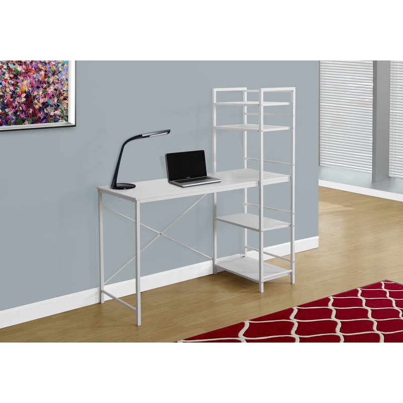 55" MDF and White Metal Computer Desk By Homeroots
