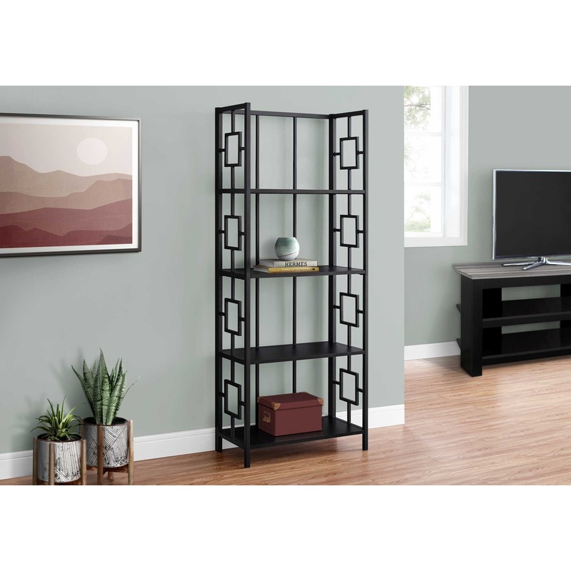 62" 4 Tier Bookcase BlackwithBlack Metal Etagere By Homeroots