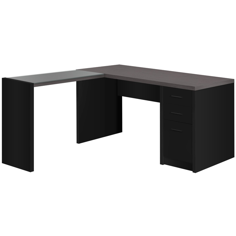 Black Clear Grey Particle Board Hollow Core Computer Desk By Homeroots