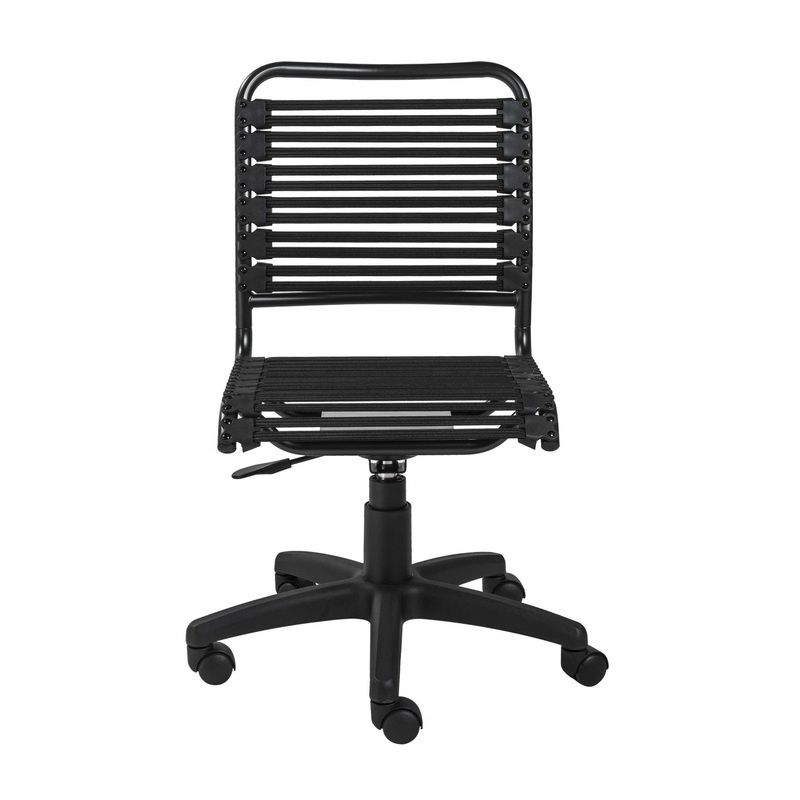 Black Flat Bungie Cord Low Back Rolling Office Chair By Homeroots