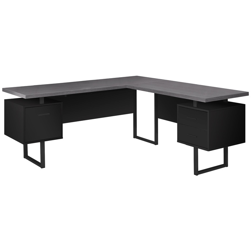 Black Grey Particle Board Hollow Core Metal Computer Desk By Homeroots - 333530