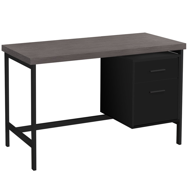 Black Grey Particle Board Hollow Core Metal Computer Desk By Homeroots - 333535