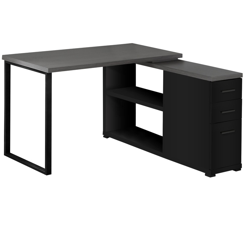 Black Grey Particle Board Hollow Core Metal Computer Desk With A Grey Top By Homeroots