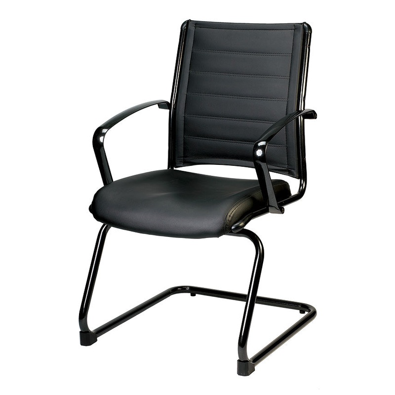 Black Leather Guest Chair By Homeroots - 372385