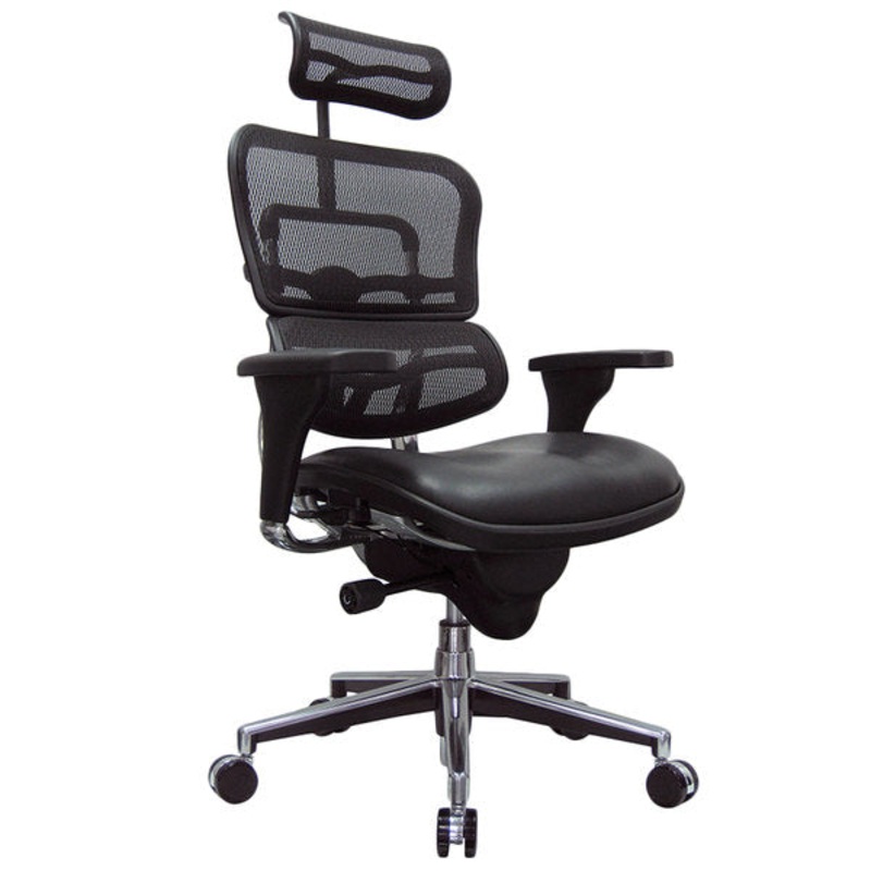 Black Leather / Mesh Chair By Homeroots - 372387