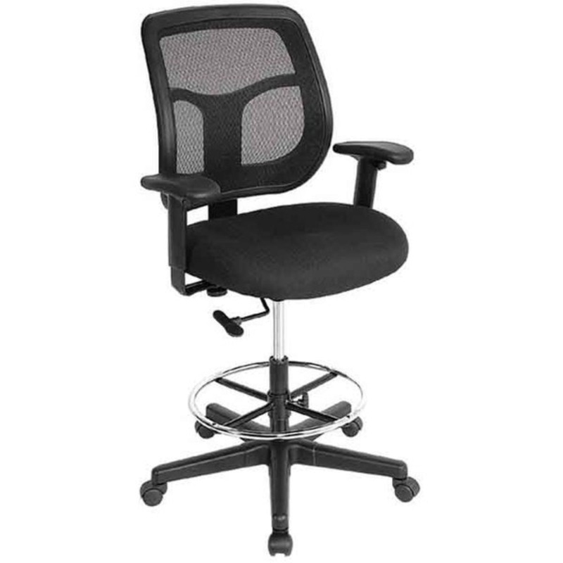 Black Mesh Fabric Drafting Stool By Homeroots