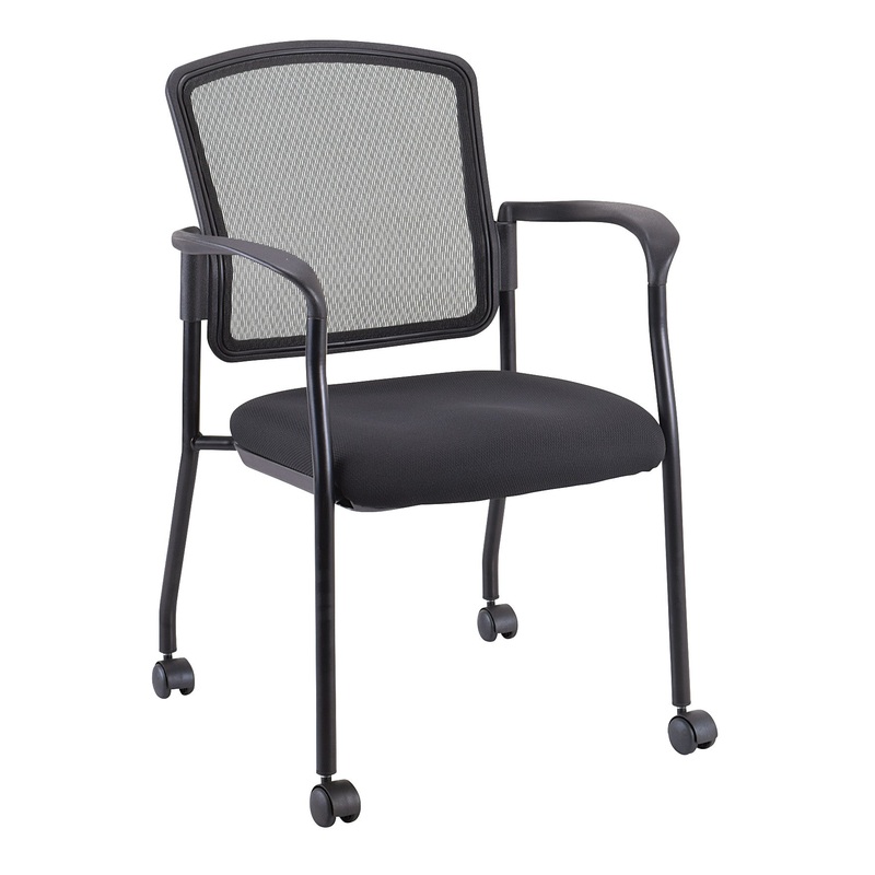 Black Mesh Fabric Rolling Guest Arm Chair By Homeroots