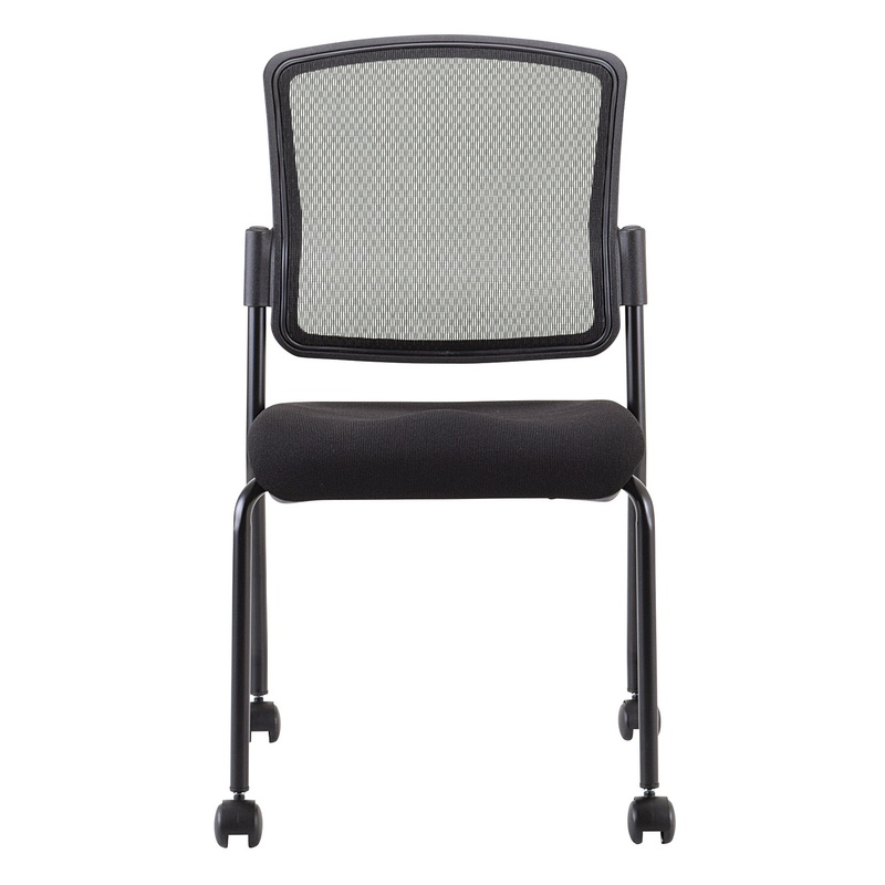 Black Mesh Fabric Rolling Guest Chair By Homeroots