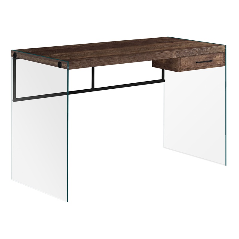 Brown Black Clear Particle Board Computer Desk By Homeroots