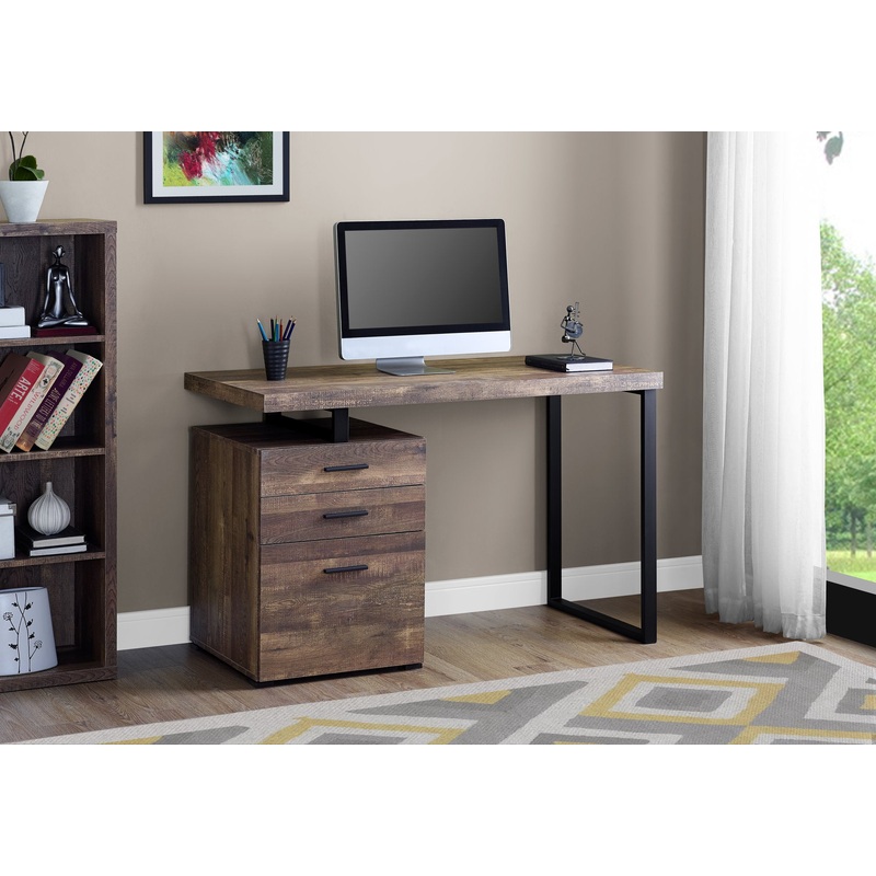 Brown Black Particle Board Hollow Core Metal Computer Desk By Homeroots - 333509