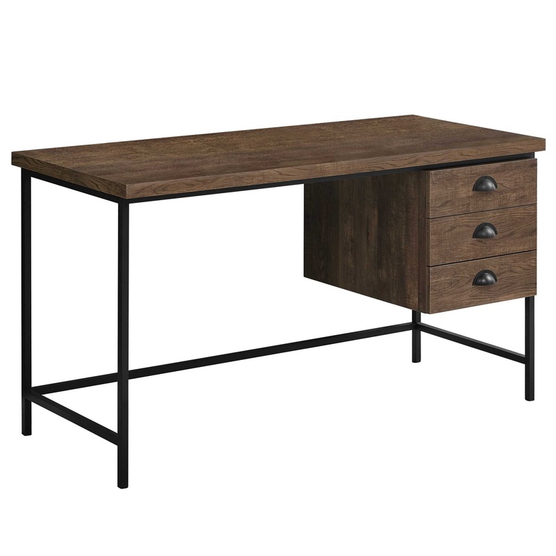 Brown Black Particle Board Hollow Core Metal Computer Desk By Homeroots - 333550
