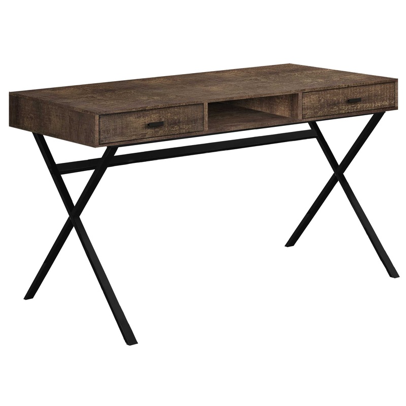 Brown Black Particle Board Metal Computer Desk By Homeroots - 333544