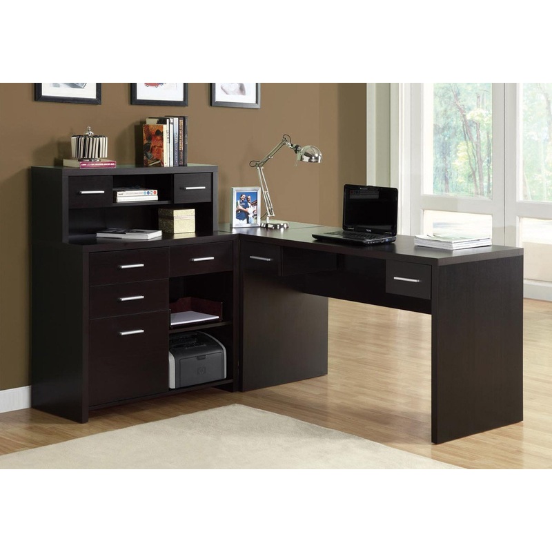 Cappuccino Particle Board Hollow Core Computer Desk By Homeroots - 333337