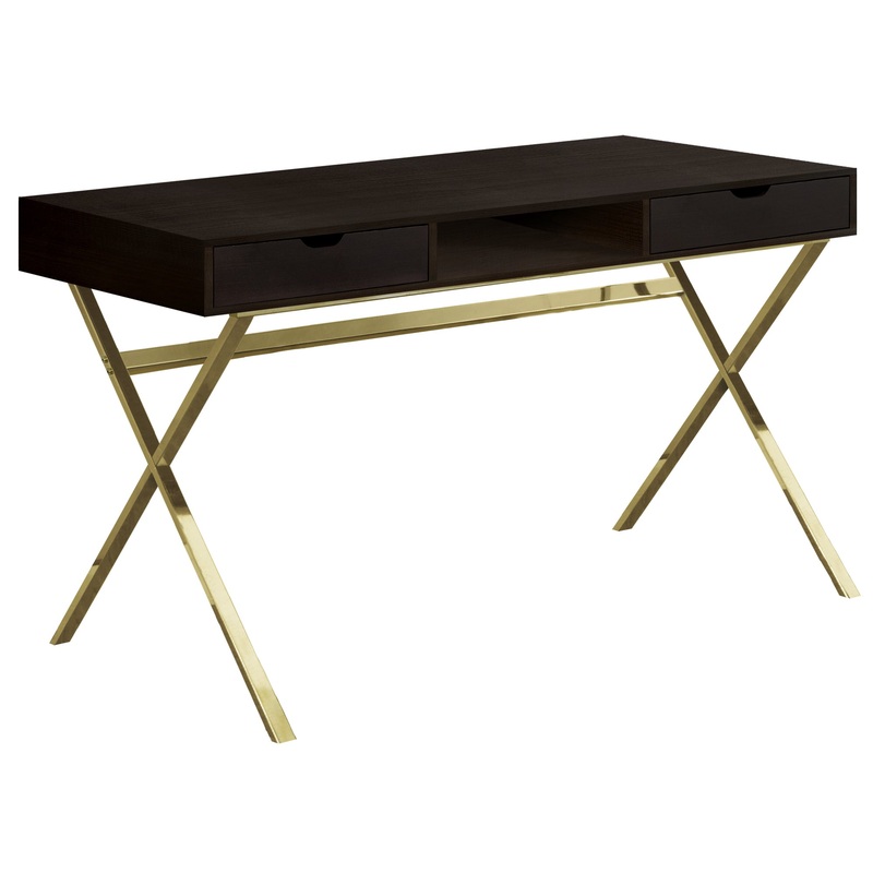 CappuccinoGold Metal Computer Desk By Homeroots