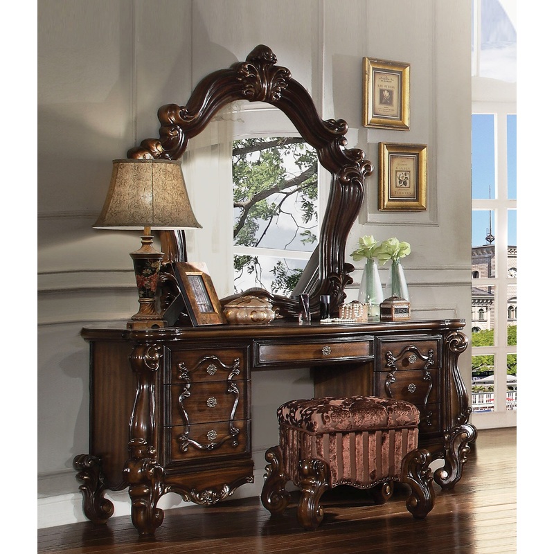 Cherry Oak Wood Vanity Desk By Homeroots