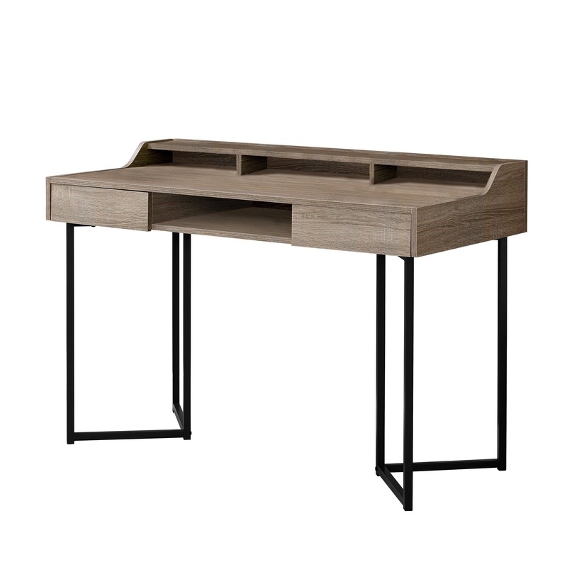 Dark Taupe Black Metal Computer Desk By Homeroots