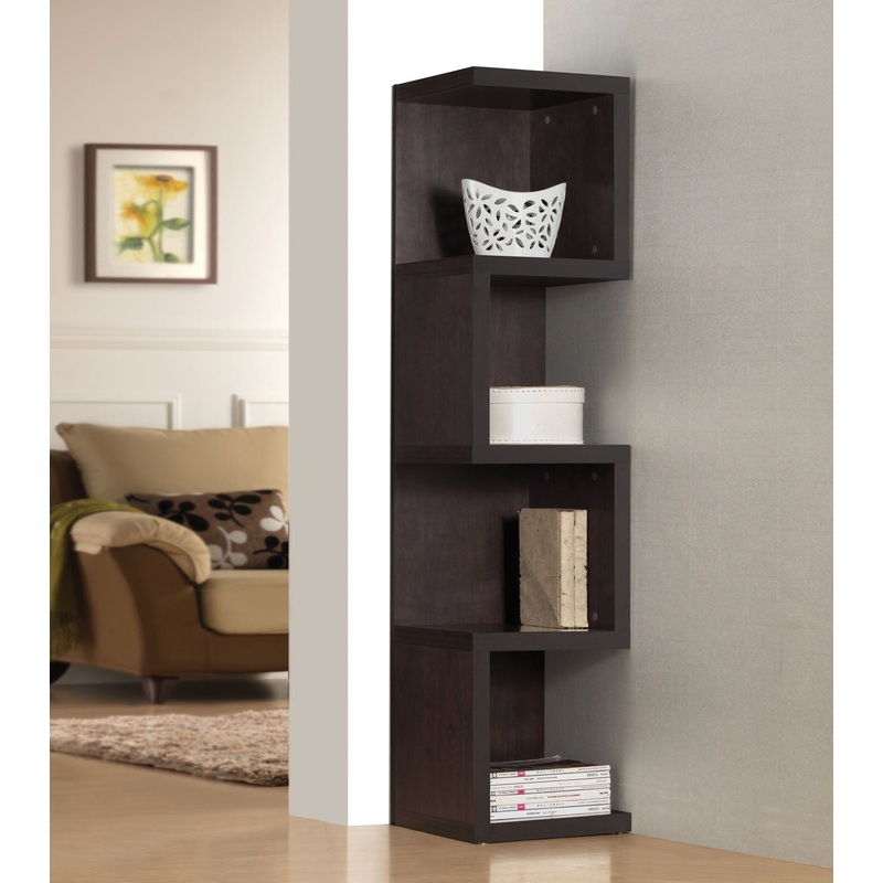 Espresso Wood Veneer (PU Paper) Bookcase Large S Shelf By Homeroots
