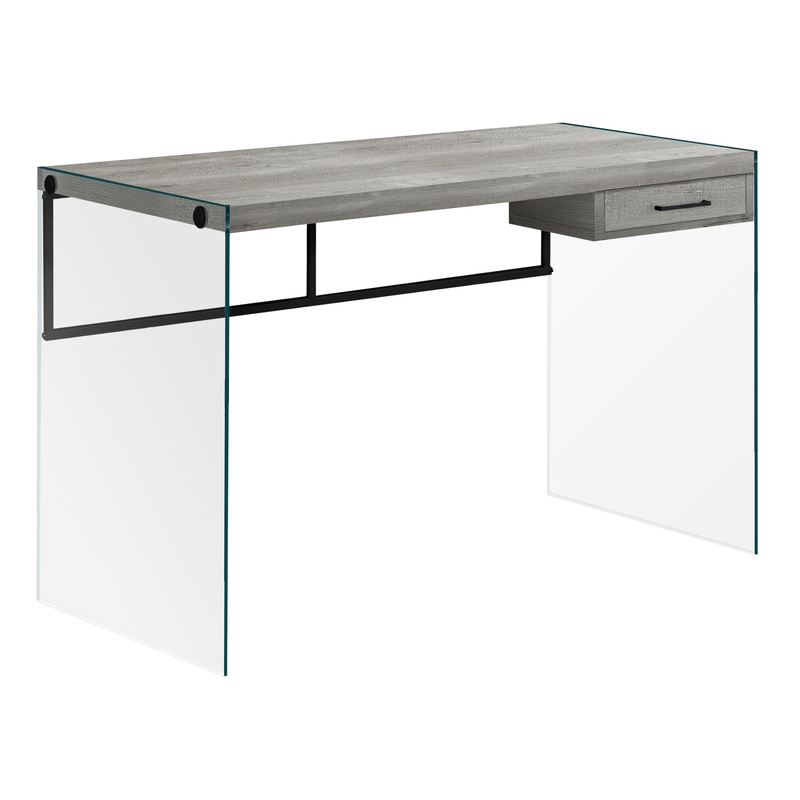 Grey Black Clear Particle Board Glass Metal Tempered Gl Computer Desk By Homeroots