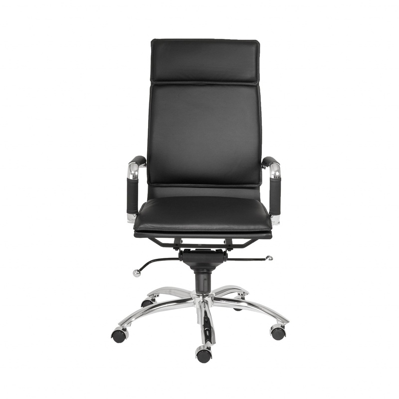 High Back Office Chair in Black with Chromed Steel Base By Homeroots - 370545