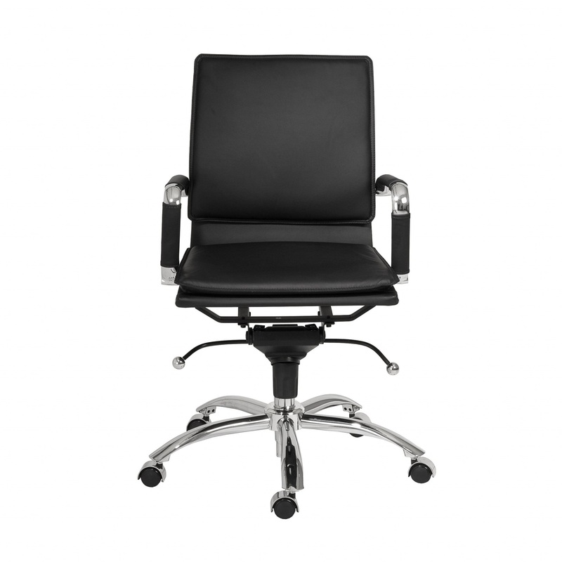 Low Back Office Chair in Black with Chromed Steel Base By Homeroots - 370555