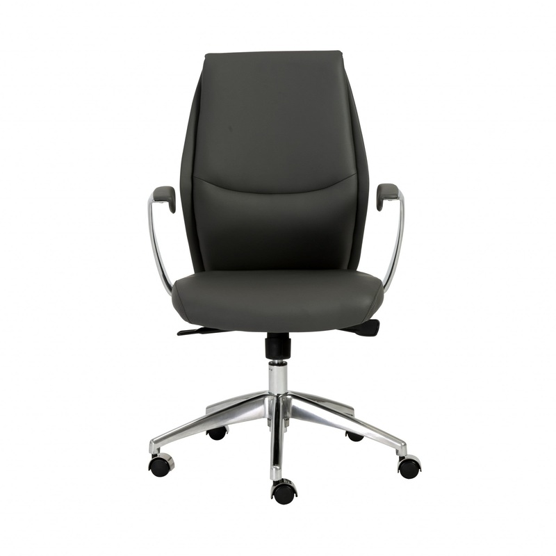 Low Back Office Chair in Gray with Polished Aluminum Base By Homeroots