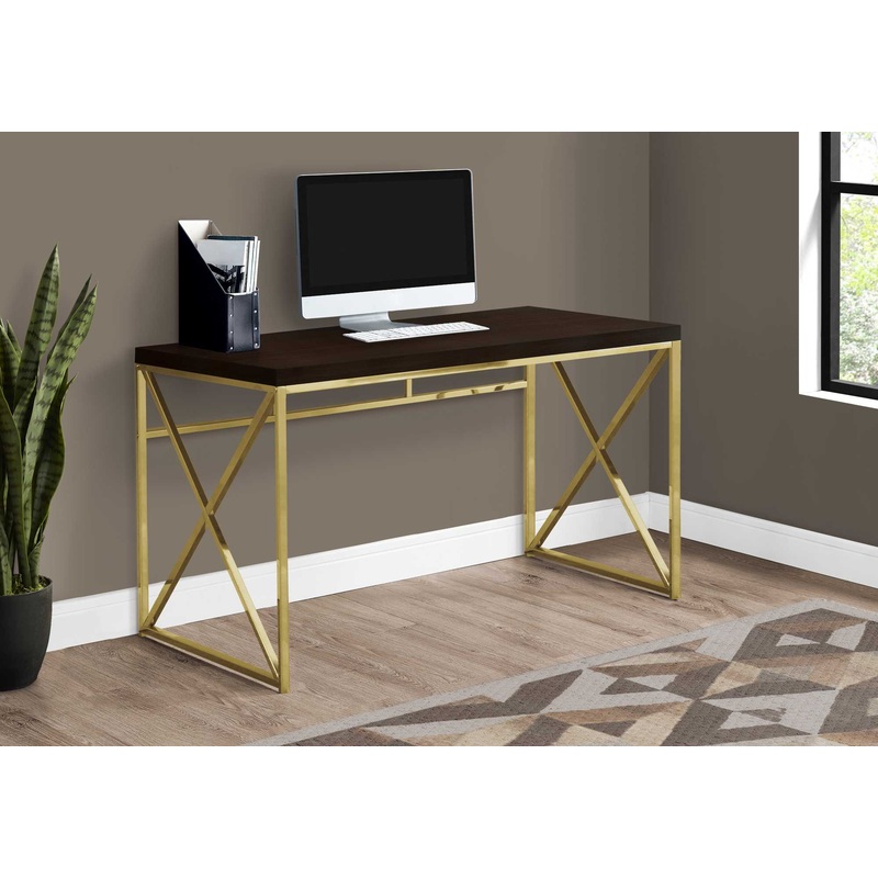 Modern Gold and Walnut Finish Computer Desk By Homeroots