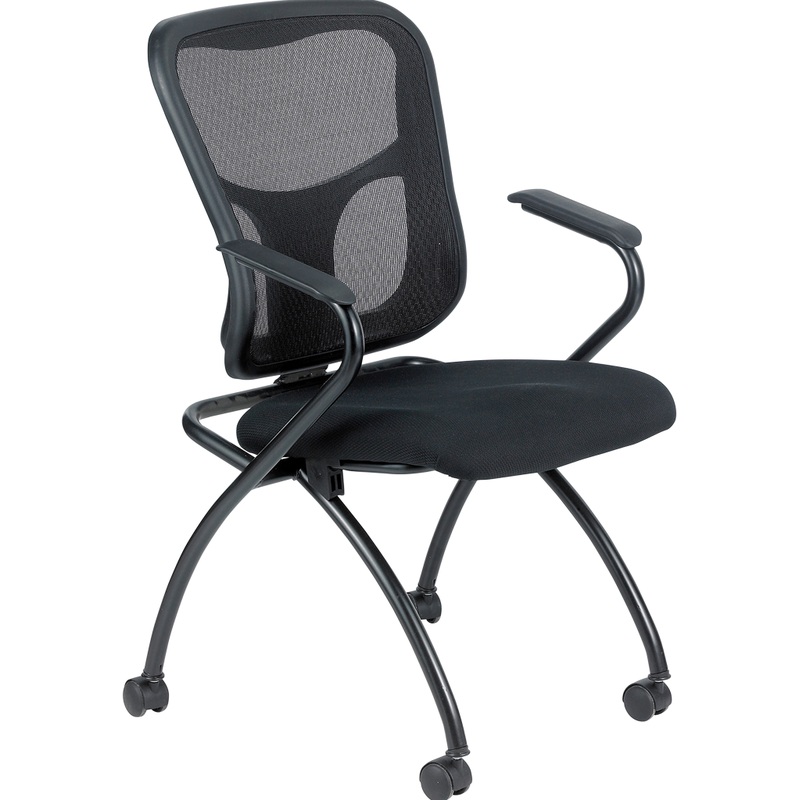Set of 2 Ergonomic Black Mesh Rolling Arm Chairs By Homeroots