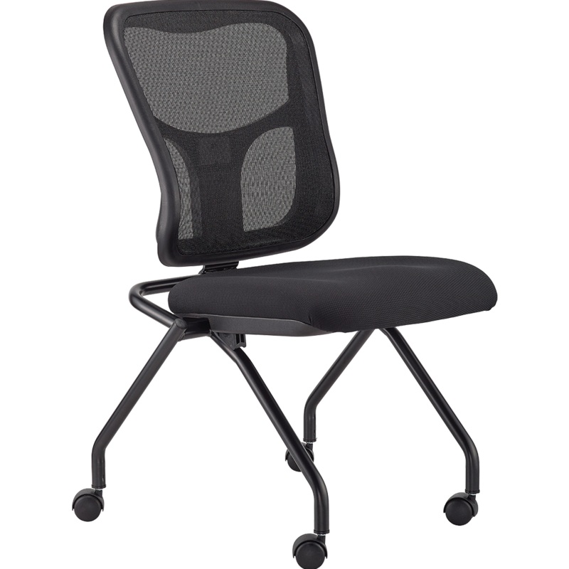 Set of 2 Ergonomic Black Mesh Rolling Guest Chairs By Homeroots