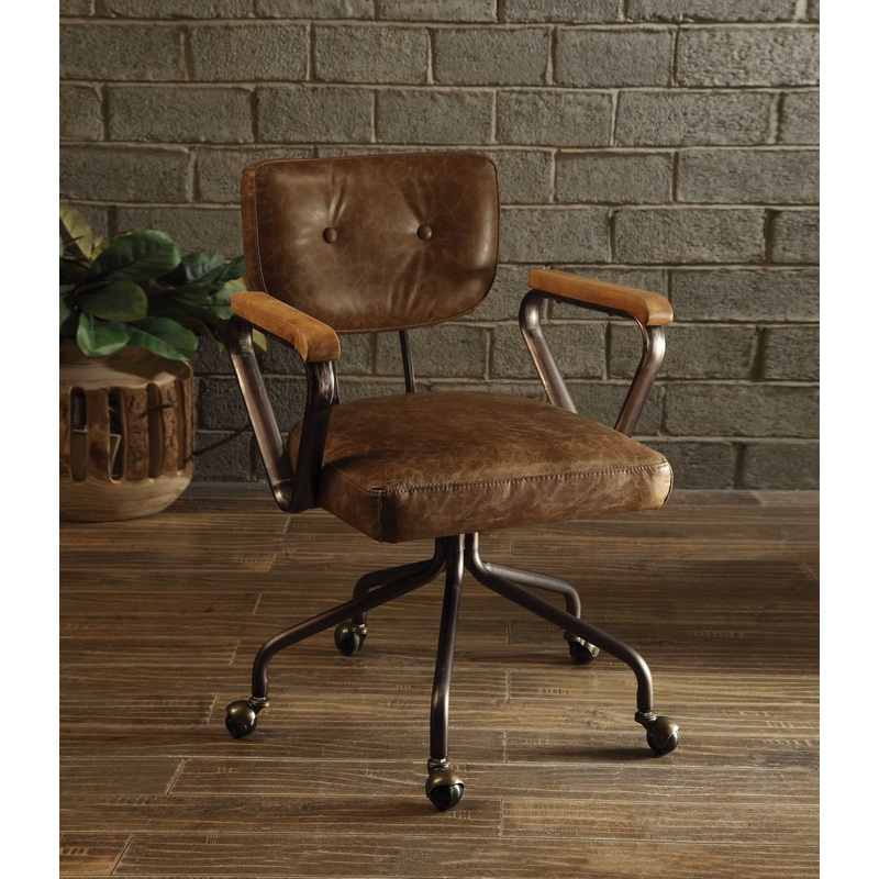 Vintage Whiskey Leather Office Chair By Homeroots