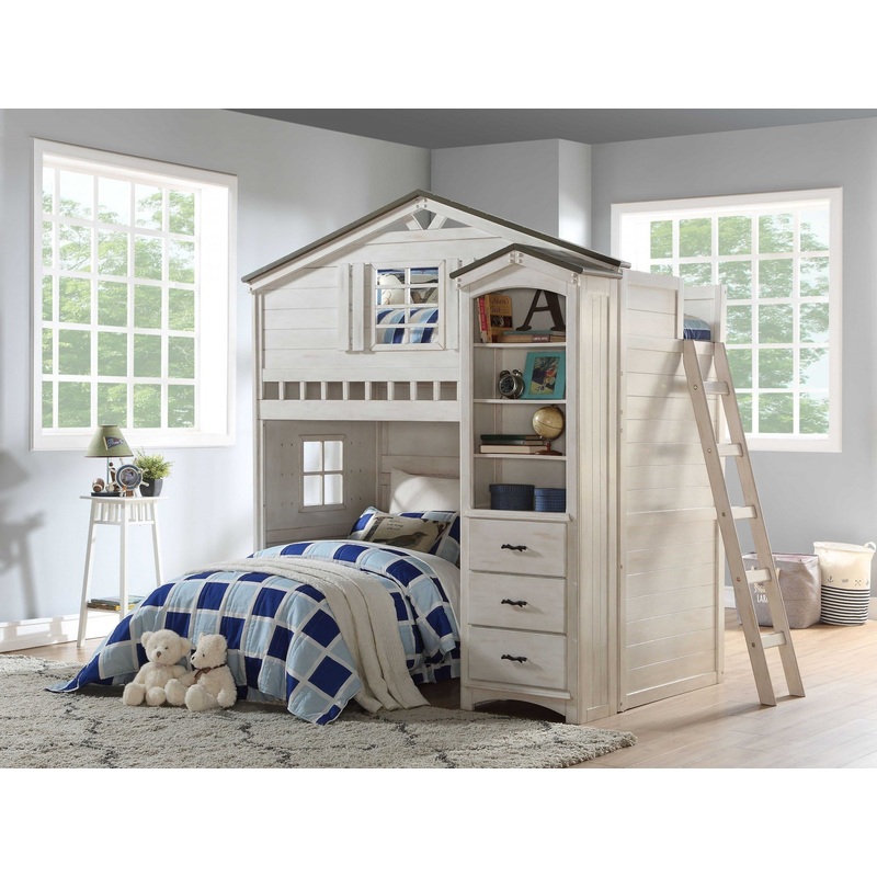 Weathered White Washed Gray Wood Bookcase By Homeroots - 347189