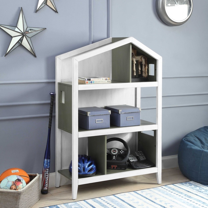 Weathered White Washed Gray Wood Bookcase By Homeroots - 347522