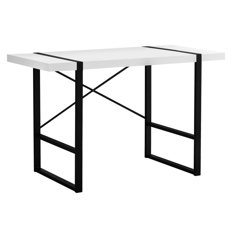 White Black Particle Board Hollow Core Metal Computer Desk By Homeroots