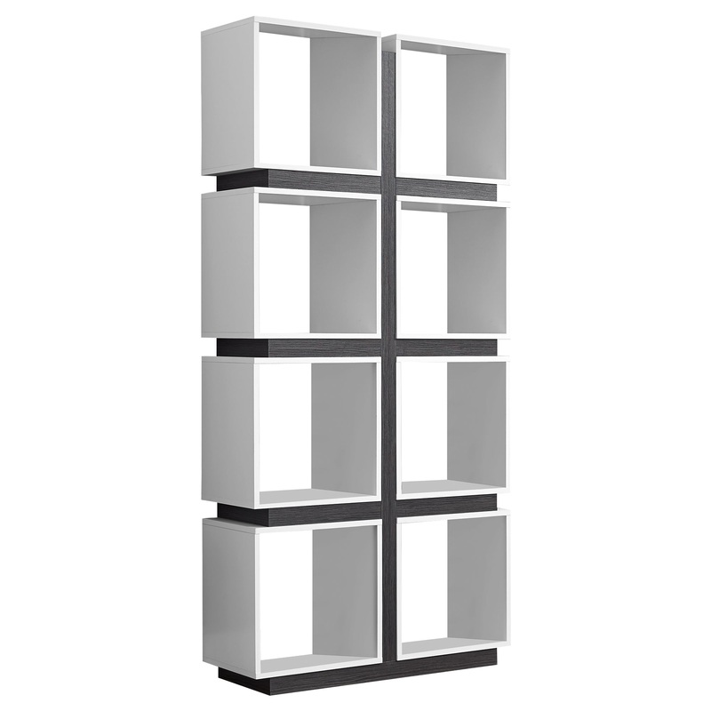 White Grey Particle Board Hollow Core Bookcase With A Hollow Core By Homeroots