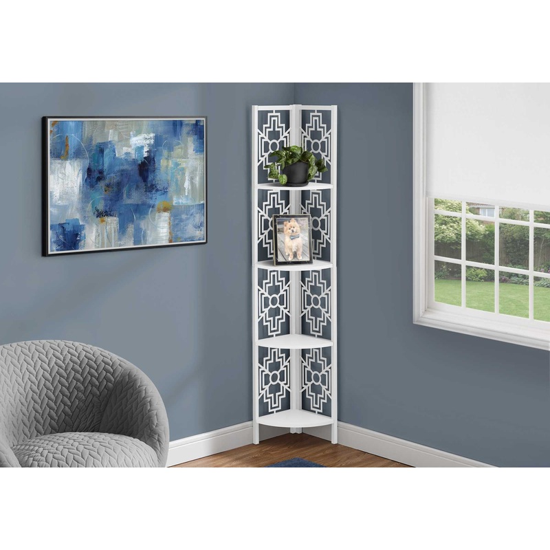 White Metal Corner Etagere Bookcase By Homeroots