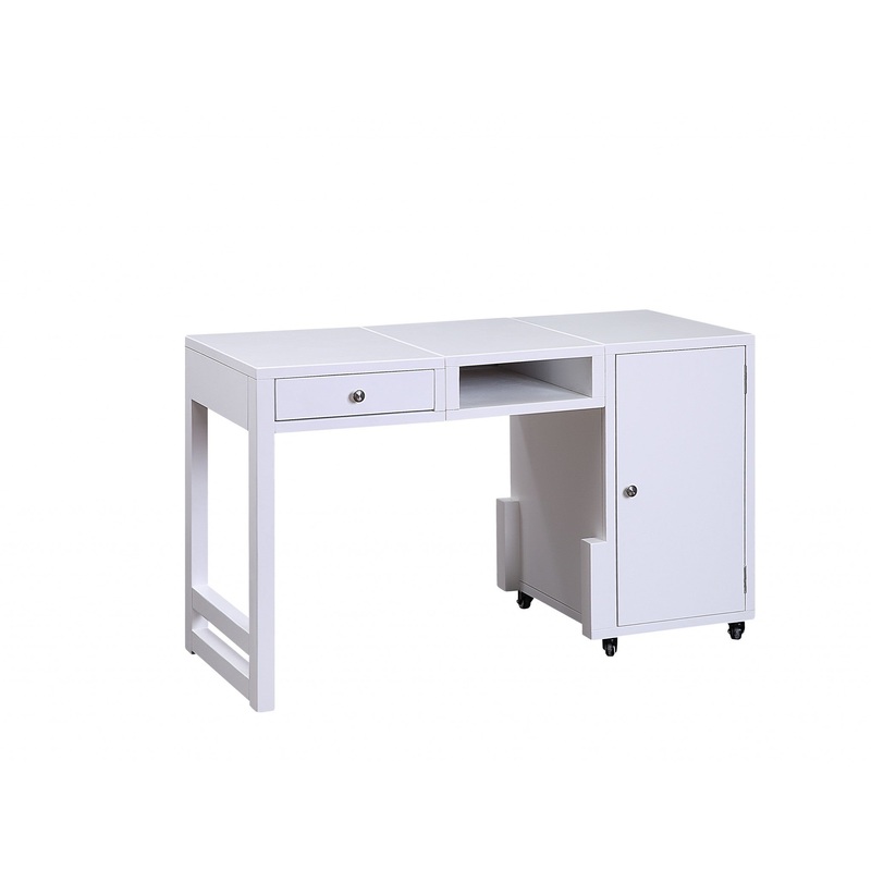 White Wood Veneer Desk (Convertible) By Homeroots