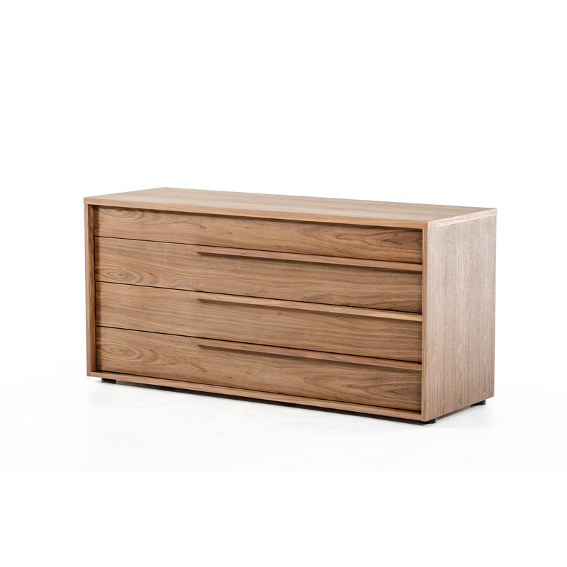 28 Walnut Veneer and MDF Dresser with 3 Drawers By Homeroots