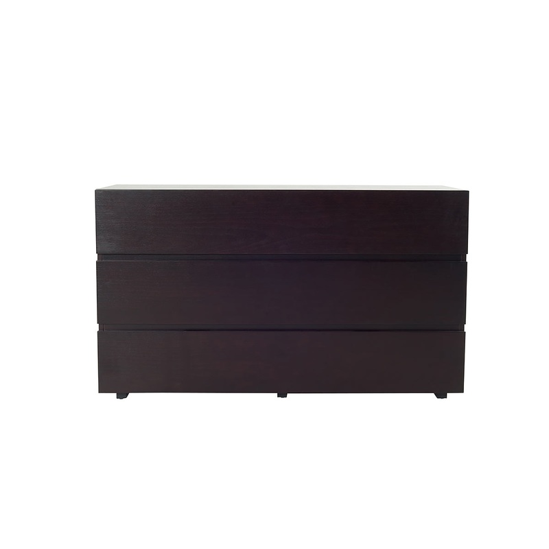 28 Wenge Veneer and MDF Dresser with 3 Drawers By Homeroots