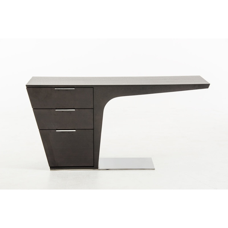 30 Wenge Veneer and Steel Office Desk By Homeroots