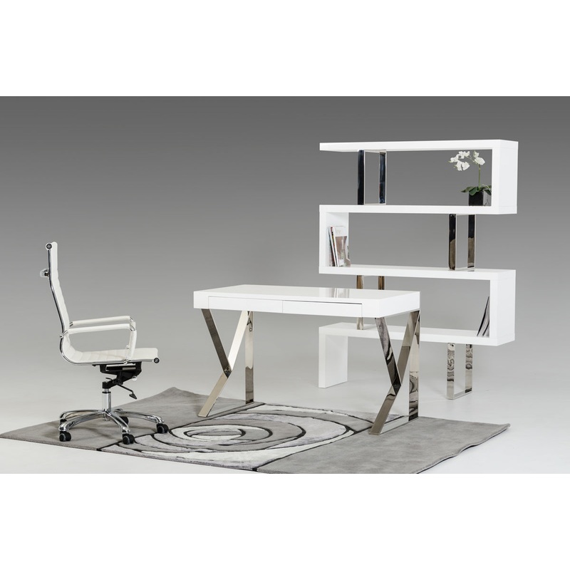 30 White Veneer and Steel Office Desk By Homeroots