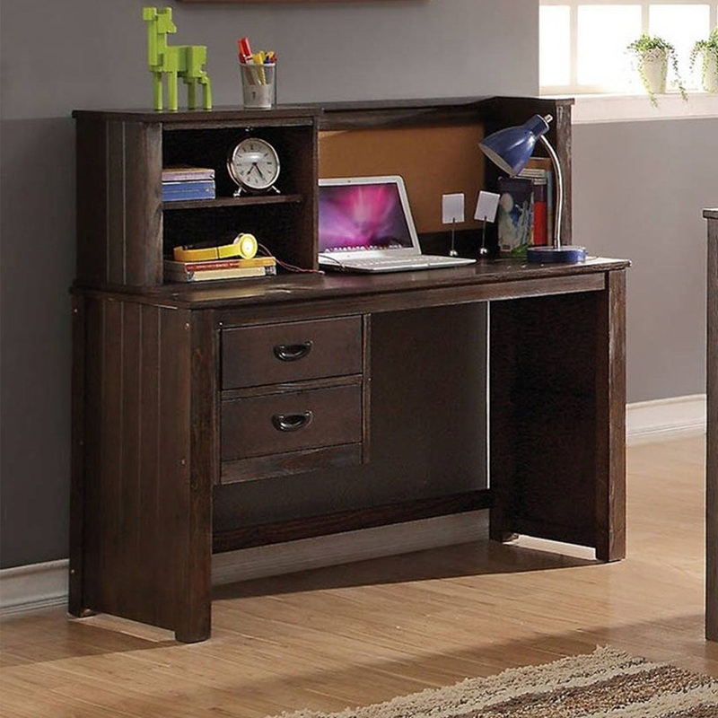 Antique Charcoal Brown Pine Wood Desk By Homeroots