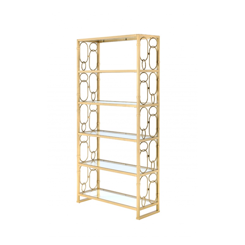 Clear Glass And Gold Bookcase By Homeroots - 286633
