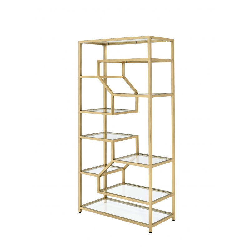 Clear Glass And Gold Bookcase By Homeroots - 286635