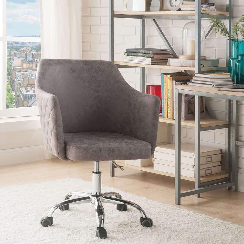 Dark Frey Antique Pu Office Chair By Homeroots