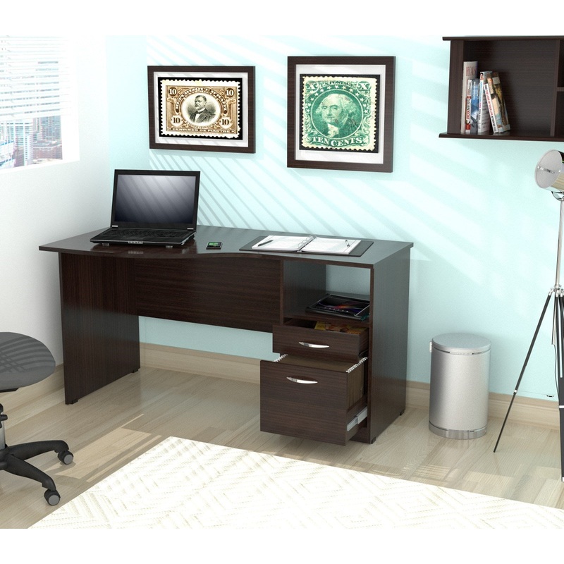 Espresso Finish Wood Curved Top Writing Desk By Homeroots