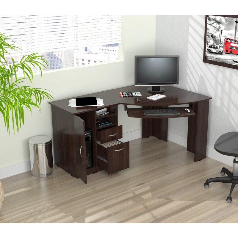 Espresso Finish Wood L Shape Corner Computer Desk By Homeroots
