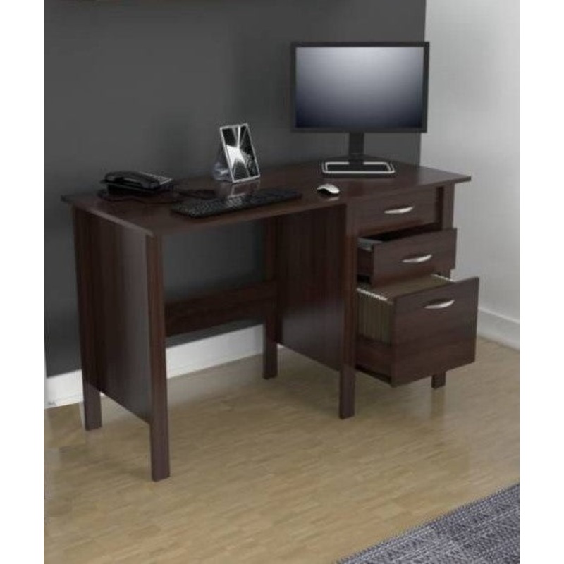 Espresso Finish Wood Writing Desk with Three Drawers By Homeroots